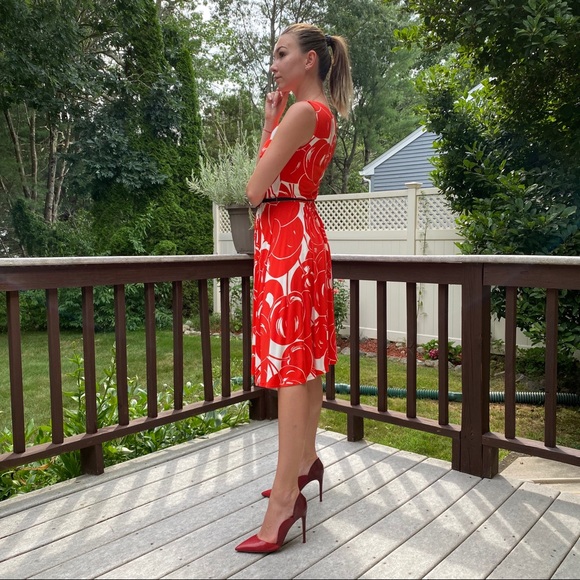 MaxMara Red Cherry Print Sleeveless Dress M - Picture 3 of 5